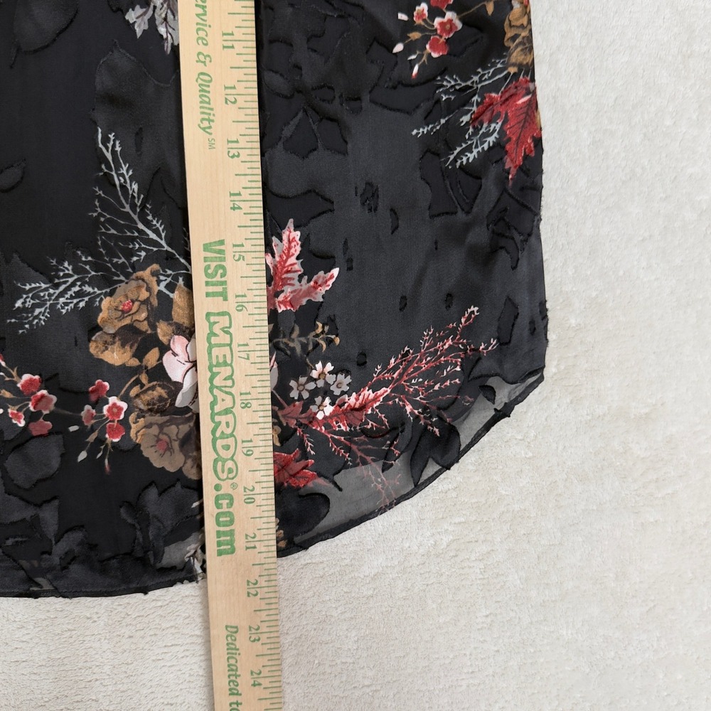 WHBM Silk Off Blend Shoulder Floral Print Smocked Blouse Dark Feminine - Picture 5 of 9